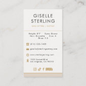 Carte de visite professionnelle pour mannequin et (Dos)