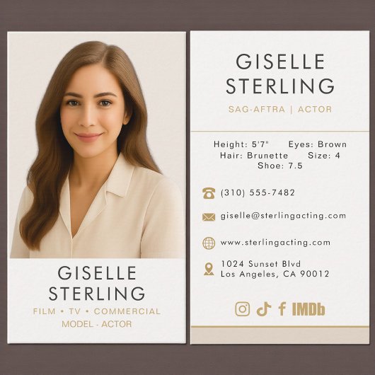 Carte de visite professionnelle pour mannequin et