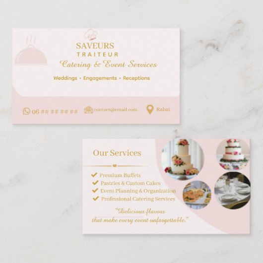 Carte de visite professionnelle pour traiteur (Devant / Derrière)