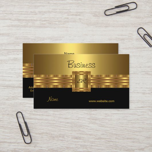 Carte de visite professionnelle Profil Or sur Noir (Devant/Arrière en situation)