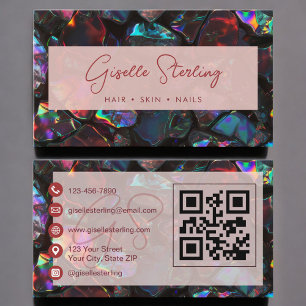 Carte de visite professionnelle QR Code à l'opale 