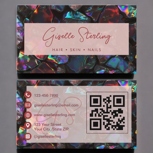 Carte de visite professionnelle QR Code à l'opale