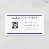 Carte de visite professionnelle QR Code bleu marin (Dos)