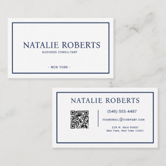 Carte de visite professionnelle QR Code bleu marin