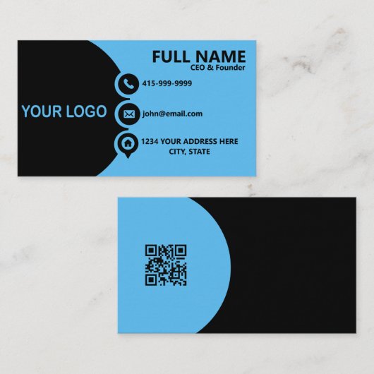 Carte de visite professionnelle QR Code Corporate (Devant / Derrière)