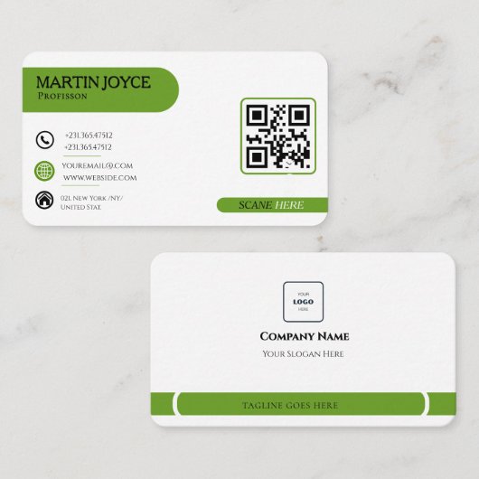 Carte de visite professionnelle QR code minimalist (Devant / Derrière)