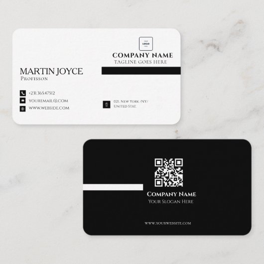 Carte de visite professionnelle QR code minimalist (Devant / Derrière)