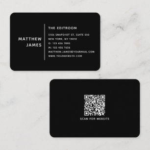 Carte de visite professionnelle QR Code noir et bl