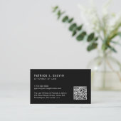 Carte de visite professionnelle QR Code noire mini (Debout devant)