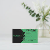 Carte de visite professionnelle QR Code verte et n (Debout devant)