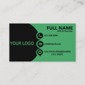 Carte de visite professionnelle QR Code verte et n (Devant)