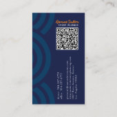 Carte de visite professionnelle QR moderne Navy & (Dos)