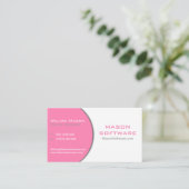 Carte de visite professionnelle rose et blanc (Debout devant)