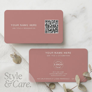 Carte de visite professionnelle rose gold avec cod