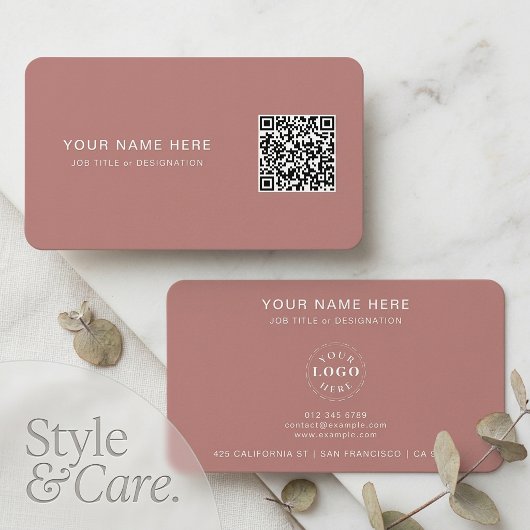 Carte de visite professionnelle rose gold avec cod