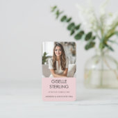 Carte de visite professionnelle rose poudré (Debout devant)