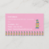 Carte de visite professionnelle rose pour enseigna (Dos)