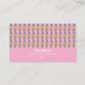 Carte de visite professionnelle rose pour enseigna (Devant)