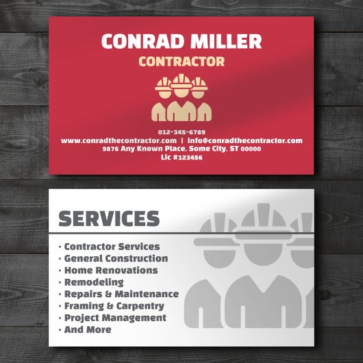 Carte de visite professionnelle rouge pour entrepr