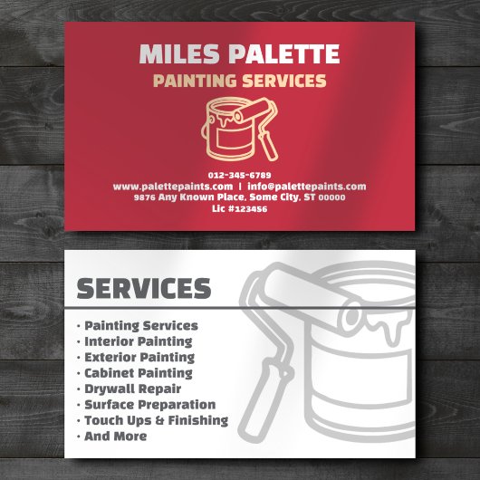 Carte de visite professionnelle rouge pour service