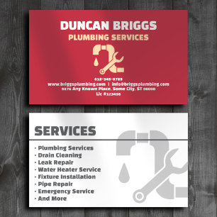 Carte de visite professionnelle rouge pour service