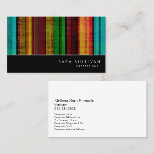 Carte de visite professionnelle Rustic Stripes Mot (Devant / Derrière)