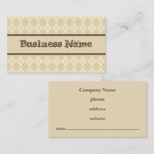 Carte de visite professionnelle rustique argyle (Devant / Derrière)