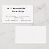 Carte de visite professionnelle simple pour avocat (Devant / Derrière)