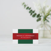 Carte de visite professionnelle simple verte rouge (Debout devant)