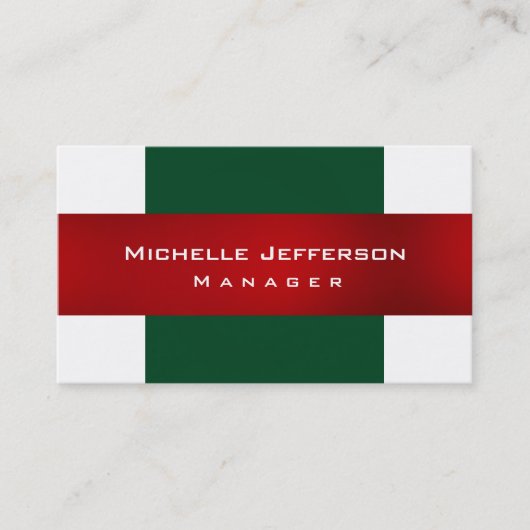 Carte de visite professionnelle simple verte rouge (Devant)