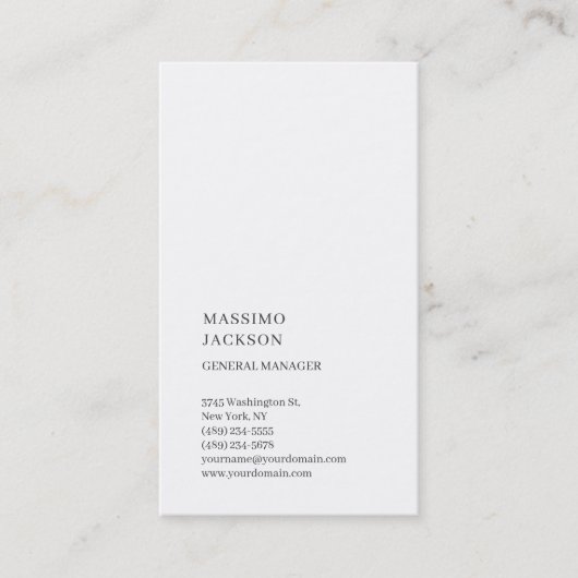 Carte de visite professionnelle tendance blanche v (Devant)