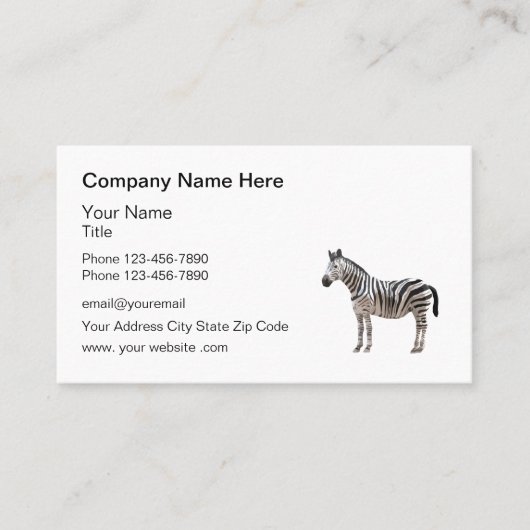 Carte de visite professionnelle Thème Zèbre (Devant)