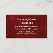 Carte de visite professionnelle Velvet Scarlet Gol (Dos)