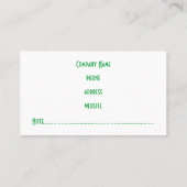 Carte de visite professionnelle vert brillant (Dos)