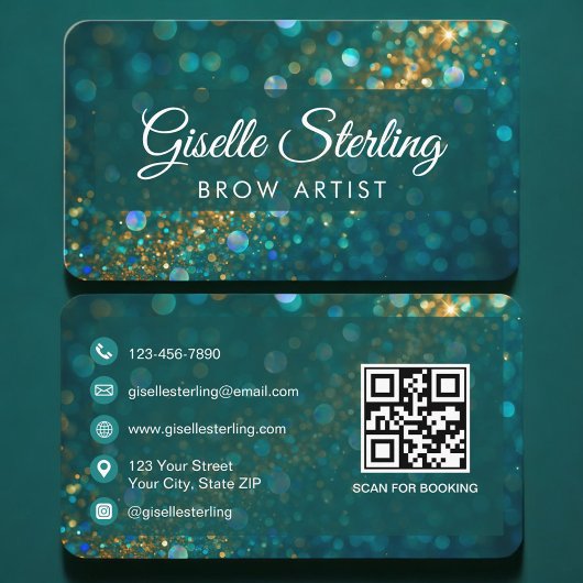 Carte de visite professionnelle vert et or pour ar