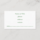 Carte de visite professionnelle verte à tartan d'A (Dos)