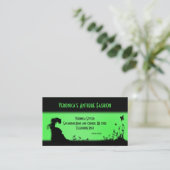 Carte de visite professionnelle verte de dame vict (Debout devant)