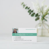 Carte de visite professionnelle verte et blanche s (Debout devant)