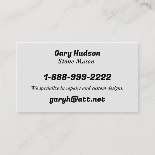 CARTE DE VISITE PROFESSIONNELS DE STONEWORK (Dos)