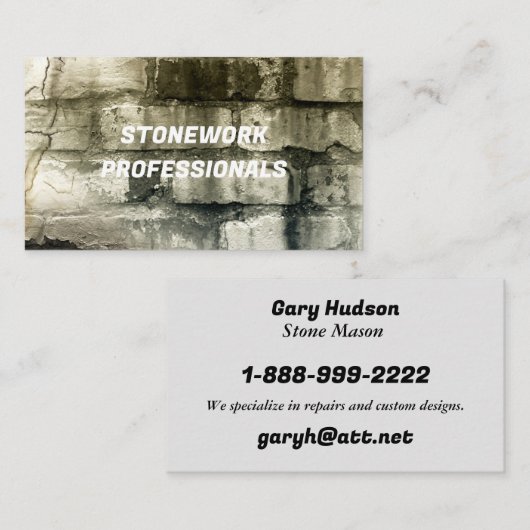 CARTE DE VISITE PROFESSIONNELS DE STONEWORK (Devant / Derrière)
