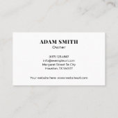 Carte De Visite professionnels du paysage en noir et blanc (Dos)