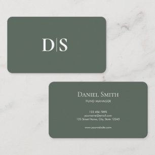 Carte De Visite Professionnels Élégants Simples Initiales Vertes A