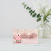 Carte De Visite Professsionnel, Confetti Or, Brush Stroke Cupcake (Debout devant)