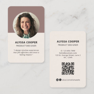 Carte De Visite Profil de code QR personnalisé de photo ronde prof