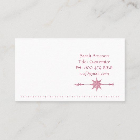 Carte De Visite Profil Flèche Rose Compass (Dos)