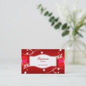 Carte de visite profil floral rouge blanc (Debout devant)