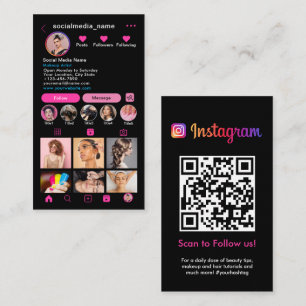 Carte De Visite Profil Instagram Grille photo Suivez-moi Code QR