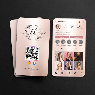 Carte De Visite Profil Instagram Salon des cheveux Grille photo QR