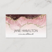 Carte de visite profil Marbre Agate Rose Code QR (Devant)