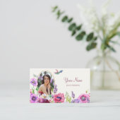 Carte De Visite Profil photo de la fleur (Debout devant)